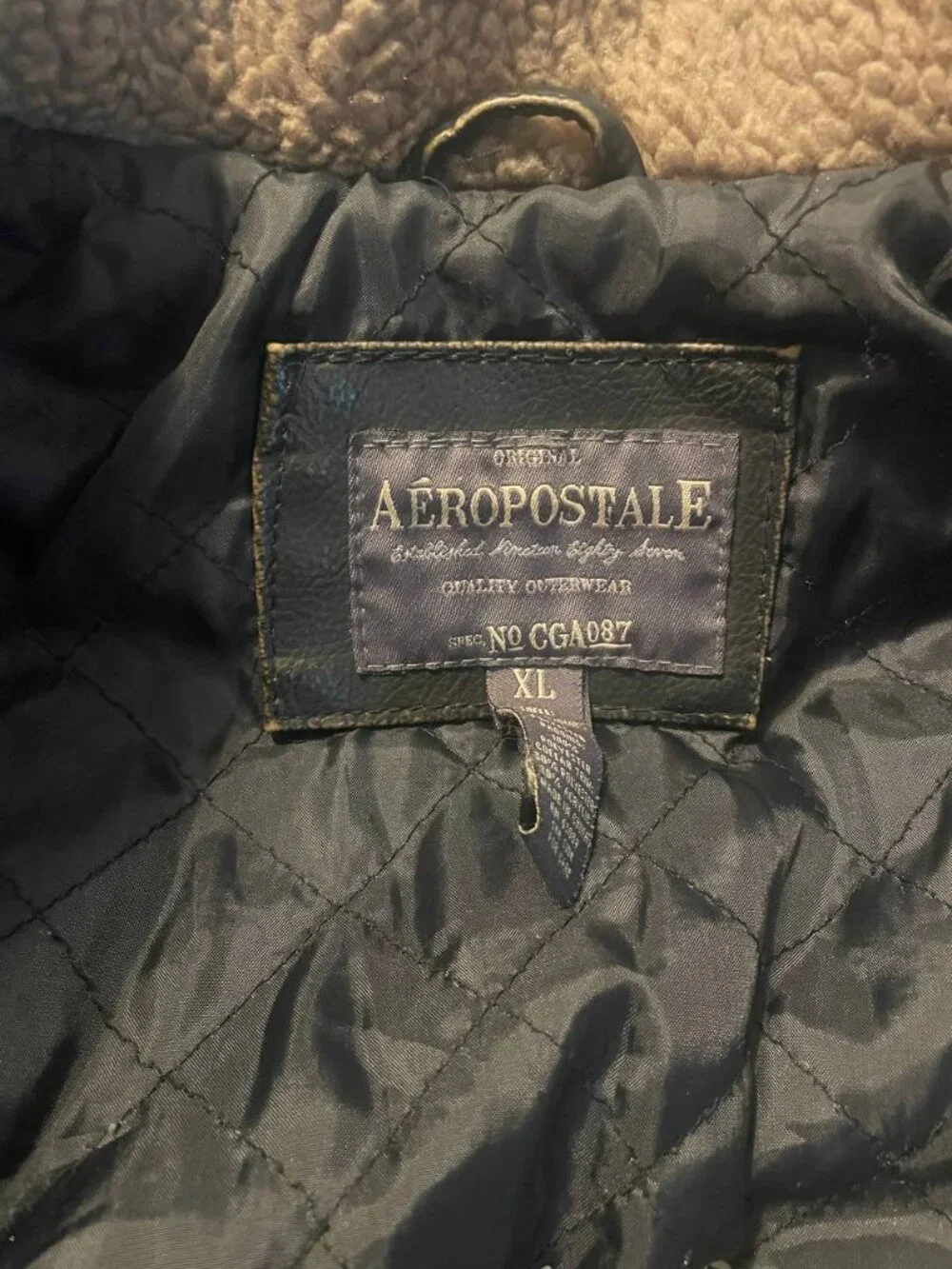 VTG Aeropostale Men's Faux Leather Sherpa Collar Jacket Grunge Streetwear XL